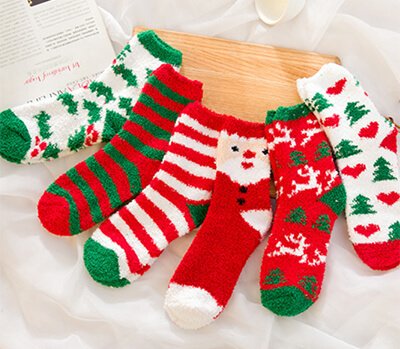 Custom Christmas fuzzy socks for family